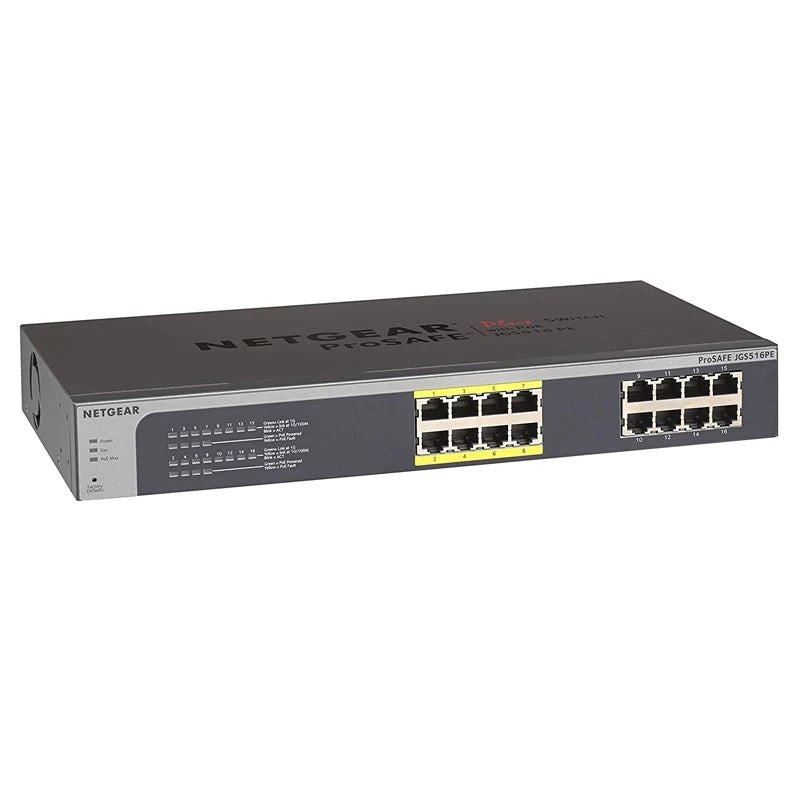 NETGEAR JGS516PE ProSafe Plus Ethernet Switch 16 Ports 8xPOE 8xRJ