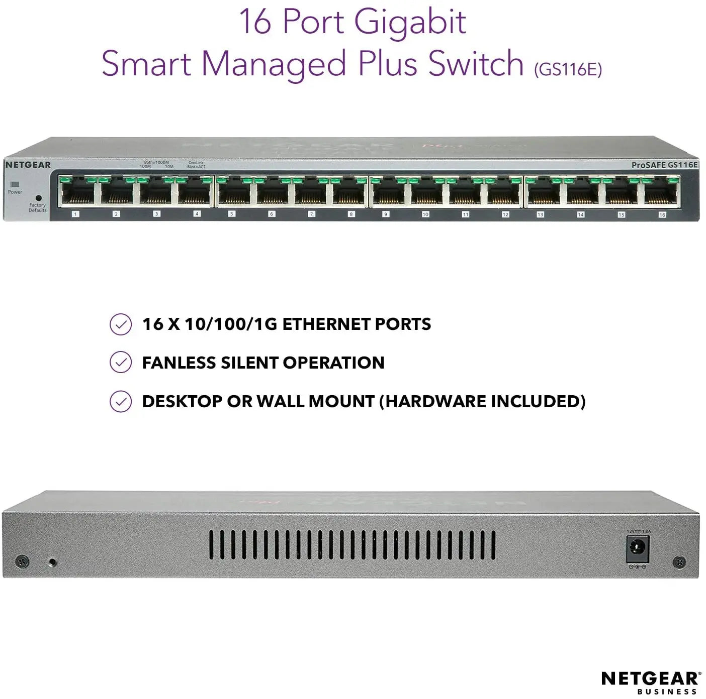 NETGEAR GS116E 16-Port Gigabit Ethernet Smart Managed Plus Switch, Desktop, and ProSAFE Limited Lifetime Protection - Best WiFi Mall