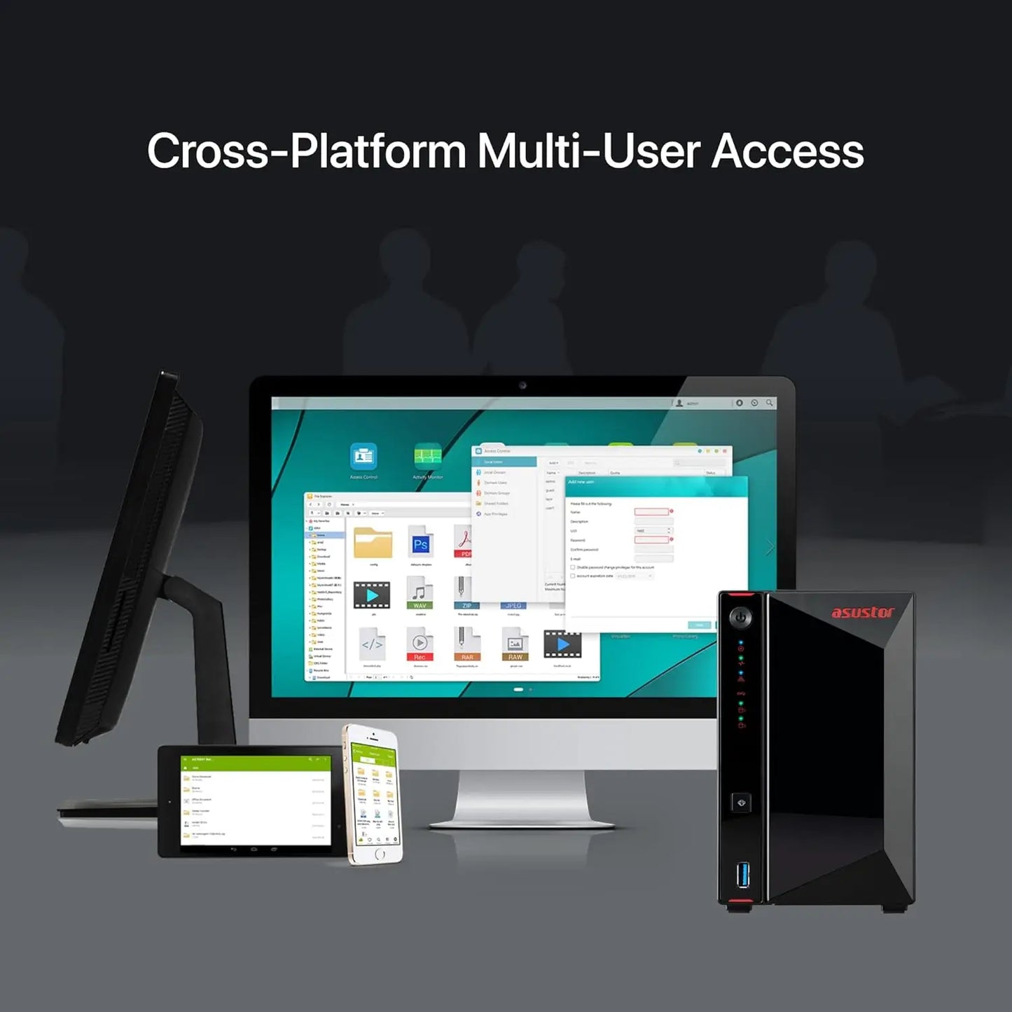 Asustor AS5402T 2 Bay NAS Intel Quad-Core 2GHz CPU 4xM.2 NVMe SSD Slots 2x2.5GbE Ports 4GB RAM For Gaming & Live Stream Diskless