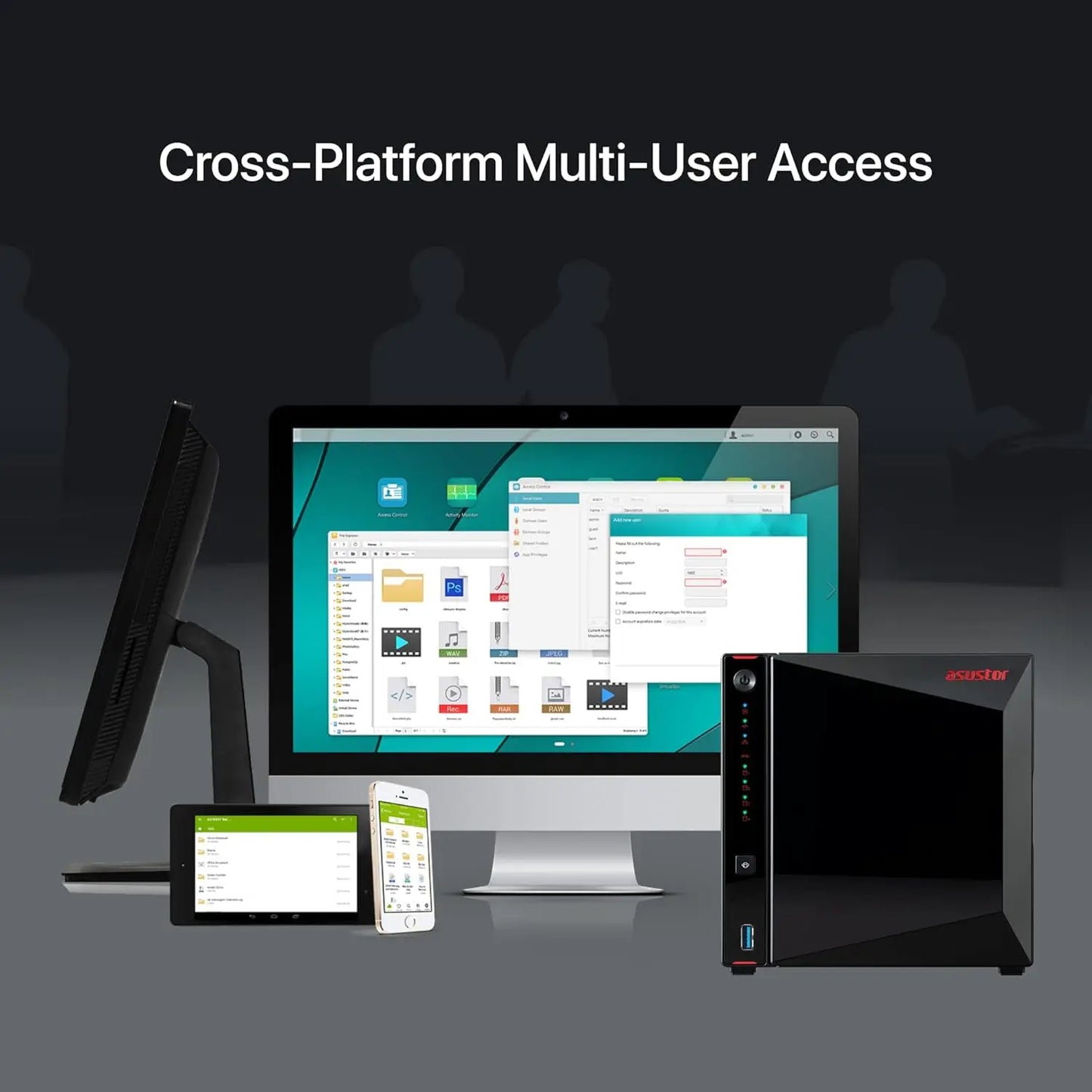 Asustor AS5404T 4Bay NAS Intel Quad-Core 2GHz CPU 4xM.2 NVMe SSD Slot 2x2.5G Port 4G DDR4 RAM Network Attached Storage Diskless