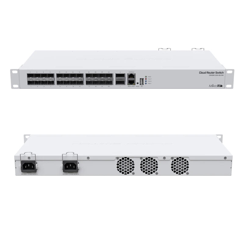 MikroTik CRS326-24S+2Q+RM fastest manage switch for the most demanding setups, 2x40 Gbps QSFP+ Ports and 24x10 Gbps SFP+ Ports - Best WiFi Mall