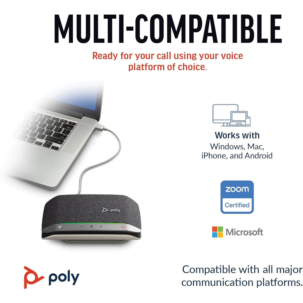 Poly Sync 20 USB-C Personal Portable Smart Speakerphone (Plantronics) Noise/Echo ReductionWorks w/Teams, Zoom, PC, Mac, Mobile