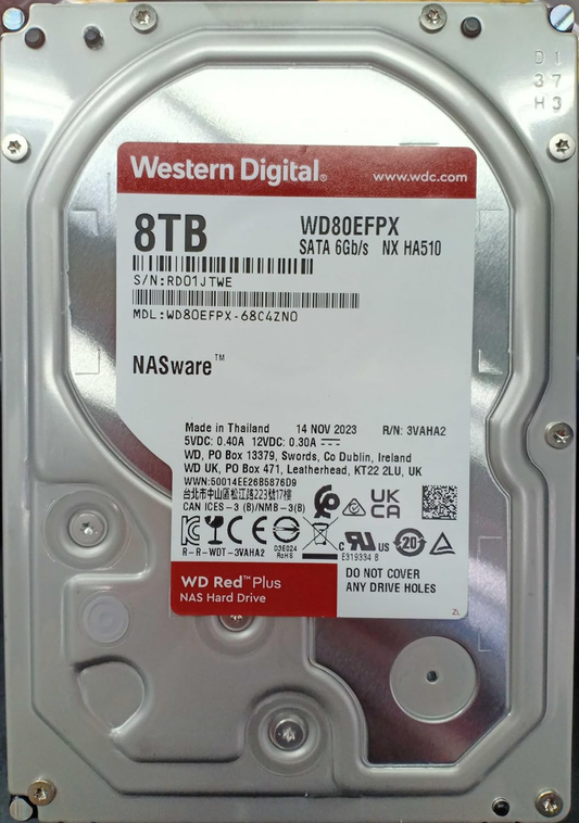 Western Digital 8TB WD Red Plus NAS Internal Hard Drive HDD - 5640 RPM, SATA 6 Gb/s, CMR, 256 MB Cache, 3.5" - WD80EFPX - Best WiFi Mall