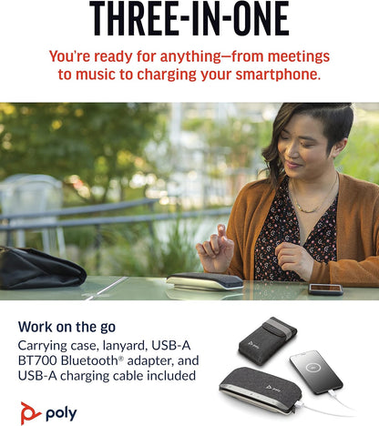 Poly Sync 20+ Personal Portable Bluetooth Smart Speakerphone (Plantronics) - USB-A UC Bluetooth Adapter - Connect Wirelessly to PC/Mac/Cell Phone - Works w/Teams, Zoom, & More