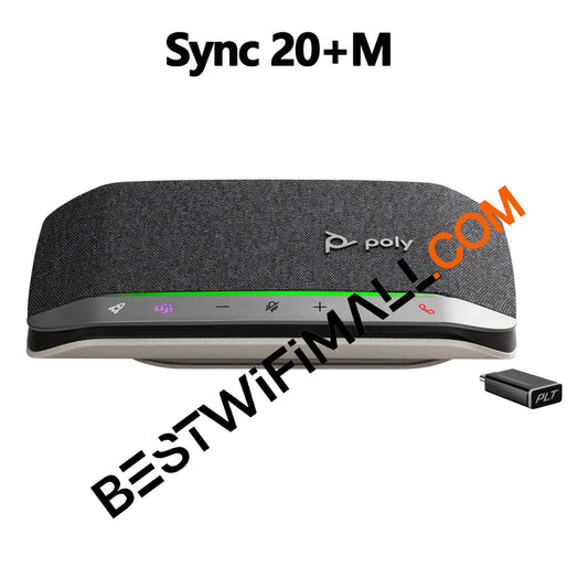 Poly Sync 20+M Speakerphone +USB-A to USB-C Cable +BT700 Dongle +Pouch Noise/Echo Reduction USB-C Bluetooth Adapter, Up 20 Hours