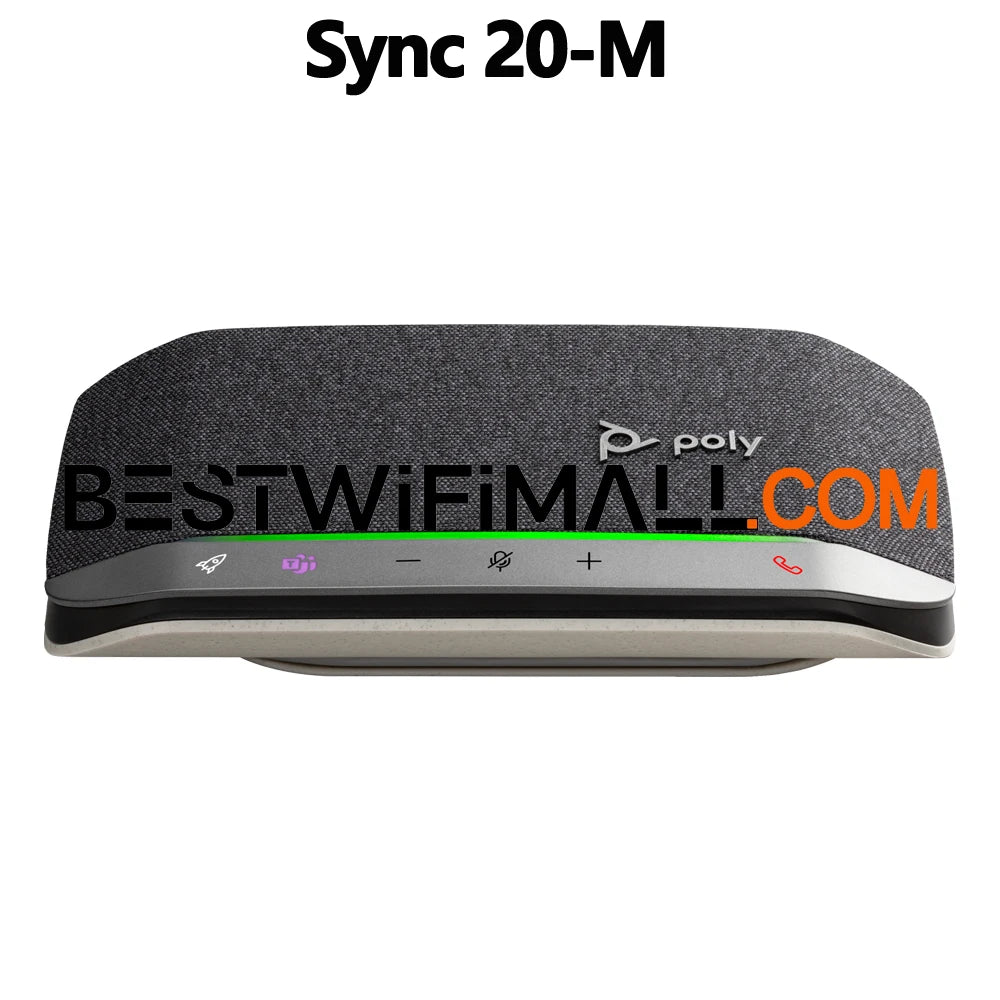 Poly Sync 20-M Speakerphone +USB-A to USB-C Cable USB/Bluetooth Smart Speakerphone, Up To 20 Hours Of Talk Time, Dynamic Audio