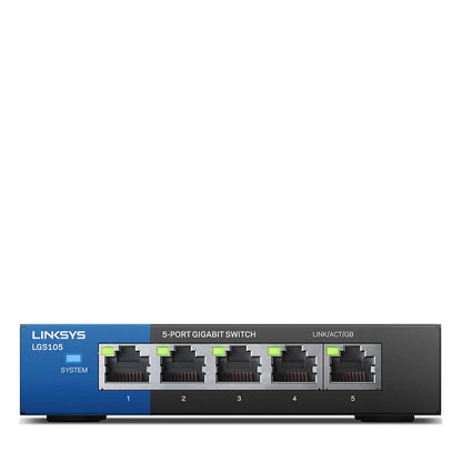 LINKSYS LGS105 5-Port Business Desktop Gigabit Switch Wired connection speed up to 1000 Mbps 5 Gigabit Ethernet auto-sensing por - Best WiFi Mall