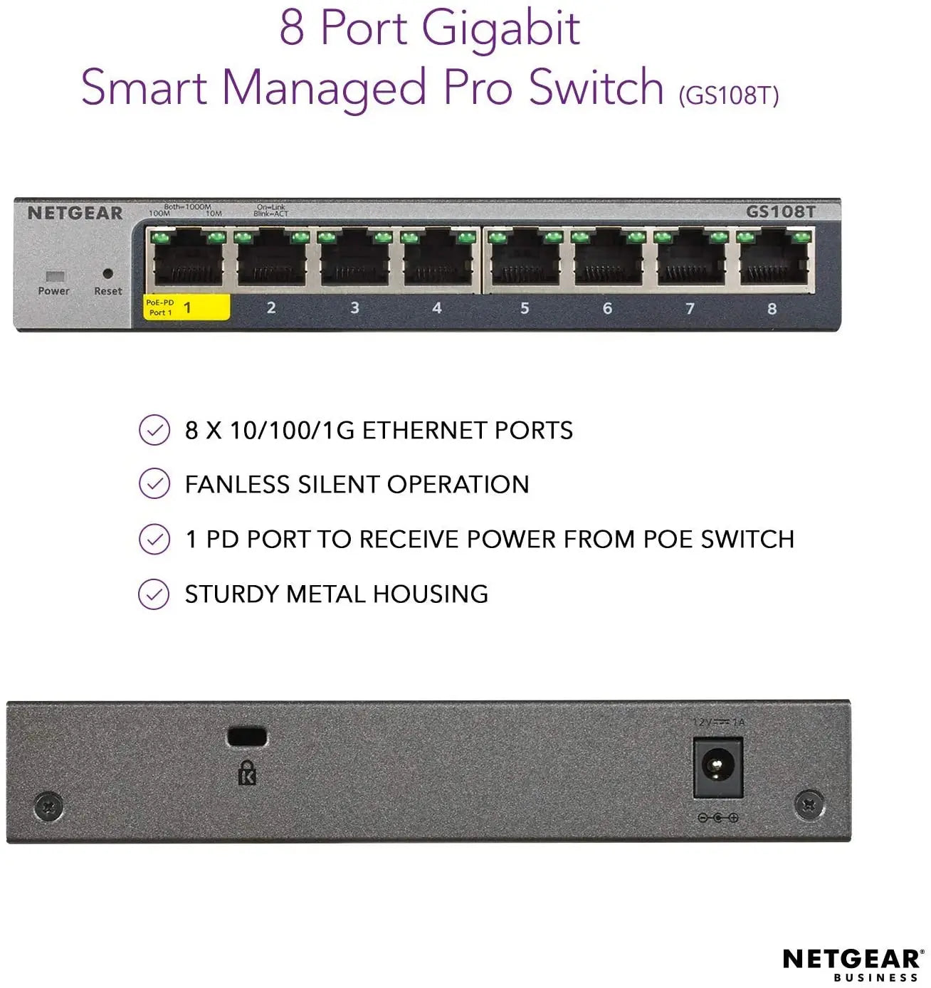NETGEAR GS108T 8-Port Gigabit Ethernet Smart Managed Pro Switch Desktop - Best WiFi Mall