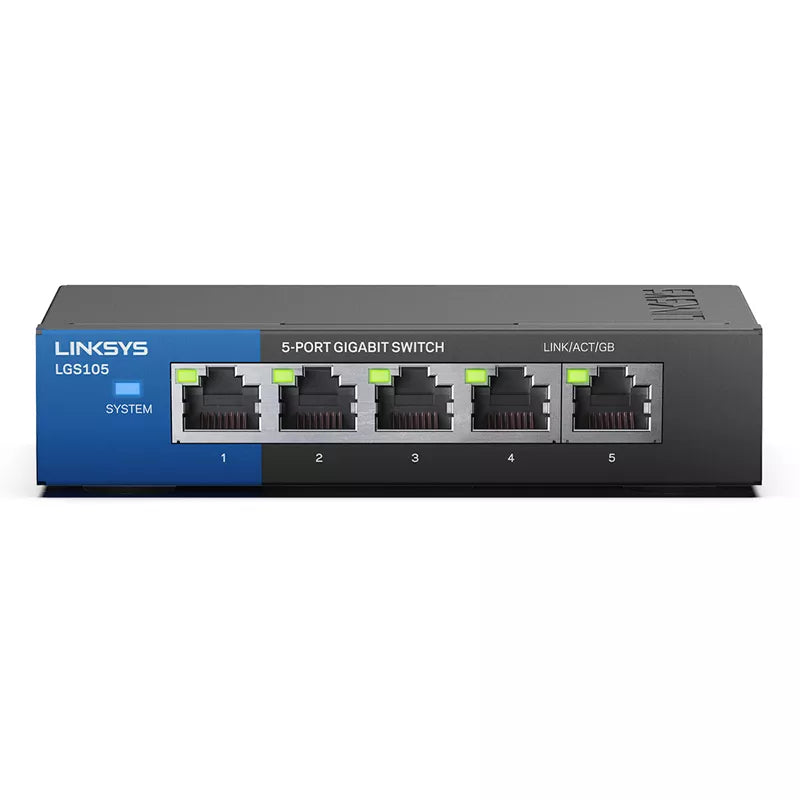 LINKSYS LGS105 5-Port Business Desktop Gigabit Switch Wired connection speed up to 1000 Mbps 5 Gigabit Ethernet auto-sensing por - Best WiFi Mall