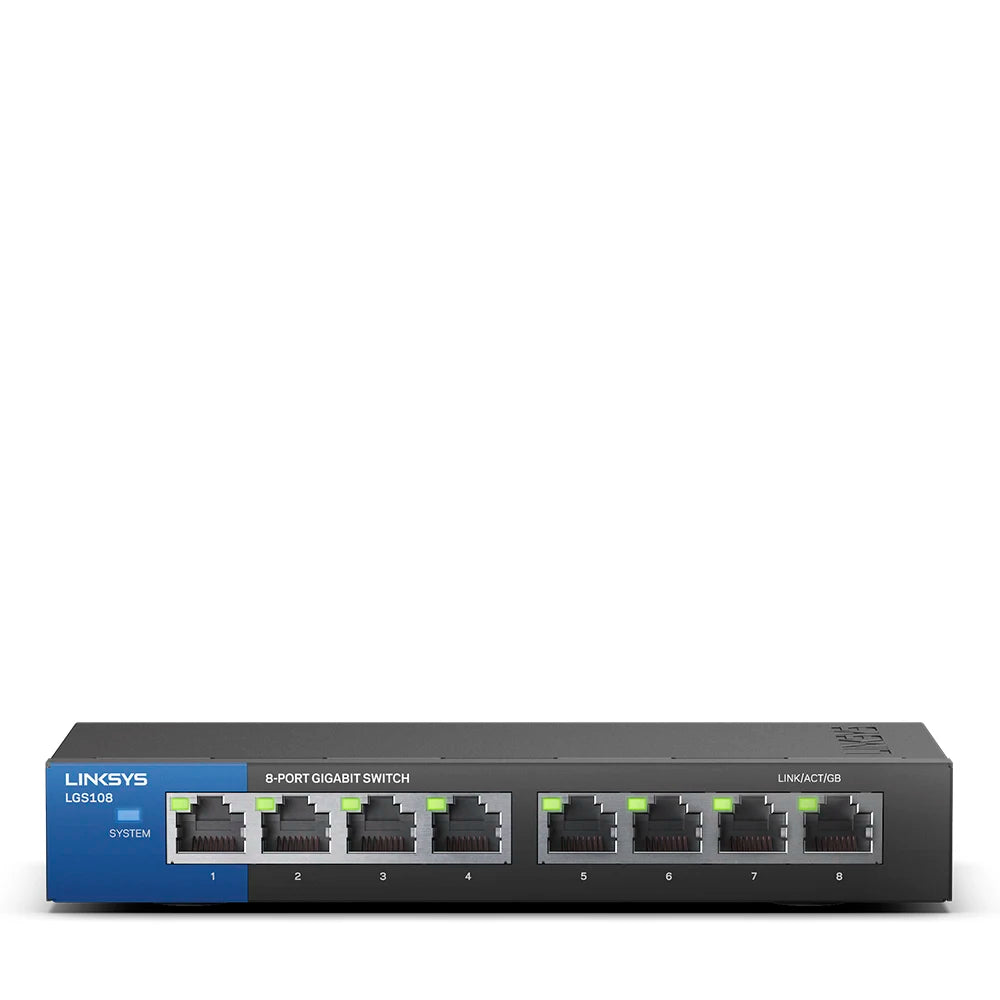 LINKSYS LGS108 8-Port Business Desktop Gigabit Switch Wired Connection Speed Up To 1000Mbps 8 Gigabit Ethernet Auto-Sensing - Best WiFi Mall
