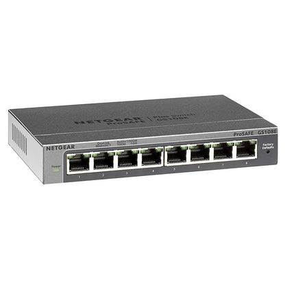 NETGEAR GS108E ProSafe 8-Port Gigabit Ethernet Smart Managed Plus Switches Series, VLAN, QoS, IGMP - Best WiFi Mall