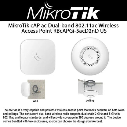 MikroTik RBcAPGi-5acD2nD WiFi AP 2x1000Mbps Dual-band 2.4 300Mbps & 5GHz 867 Mbps Inodor Wirless Access Point - Best WiFi Mall