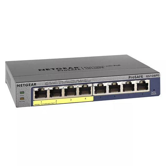 NETGEAR GS108PE 8-Port Gigabit Ethernet Smart Managed Plus PoE Switch with 4 x PoE 53W, and ProSAFE Limited Lifetime Protection - Best WiFi Mall
