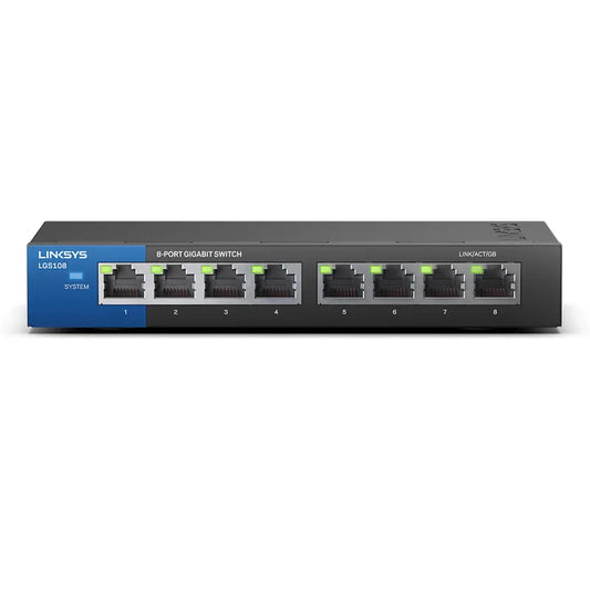 LINKSYS LGS108 8-Port Business Desktop Gigabit Switch Wired Connection Speed Up To 1000Mbps 8 Gigabit Ethernet Auto-Sensing - Best WiFi Mall
