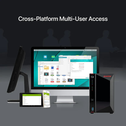 Asustor AS5402T 2 Bay NAS Intel Quad-Core 2GHz CPU 4xM.2 NVMe SSD Slots 2x2.5GbE Ports 4GB RAM For Gaming & Live Stream Diskless