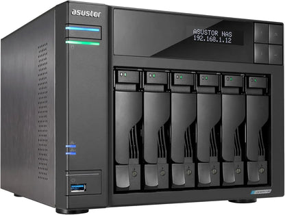 Asustor AS6706T Lockerstor 6 Gen2 6 Bay NAS Quad-Core 2GHz CPU 4XM.2 NVMe Slot Dual 2.5-10GbE 8GB RAM Network Storage Diskless