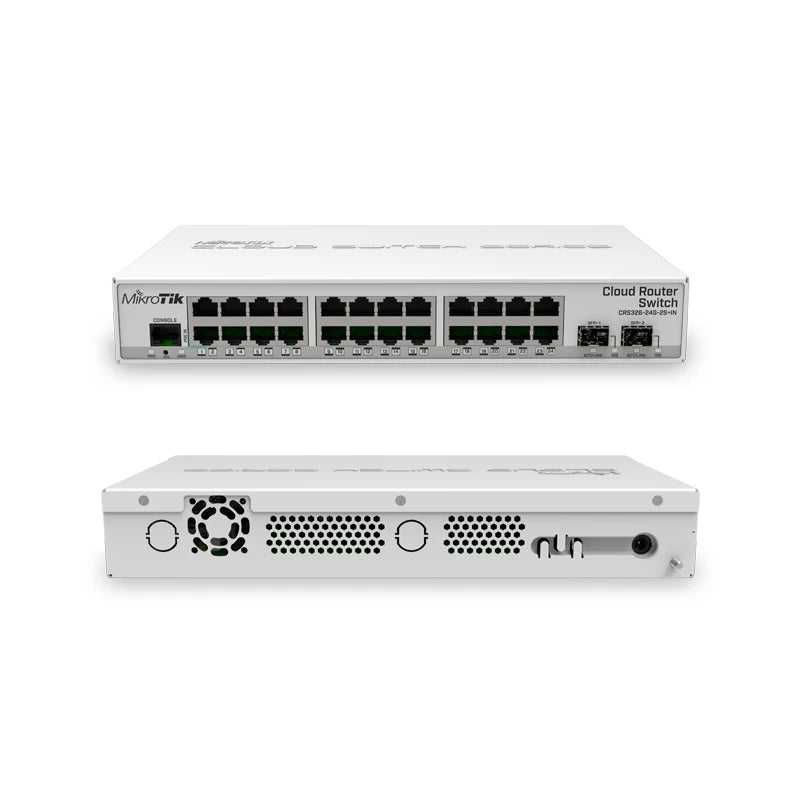 Mikrotik Switch CRS326-24G-2S+IN 24 Gigabit ports, 2x10G SFP+ cages, desktop case, server room power for your home - Best WiFi Mall