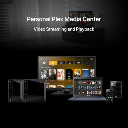 Asustor AS5402T 2 Bay NAS Intel Quad-Core 2GHz CPU 4xM.2 NVMe SSD Slots 2x2.5GbE Ports 4GB RAM For Gaming & Live Stream Diskless