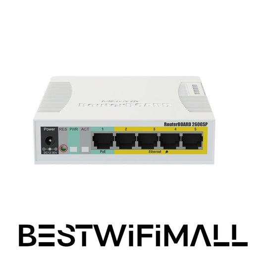 MikroTik CSS106-1G-4P-1S / RB260GSP 5x Gigabit PoE Out Ethernet Smart Switch, SFP Cage, Plastic Case, SwOS - Best WiFi Mall