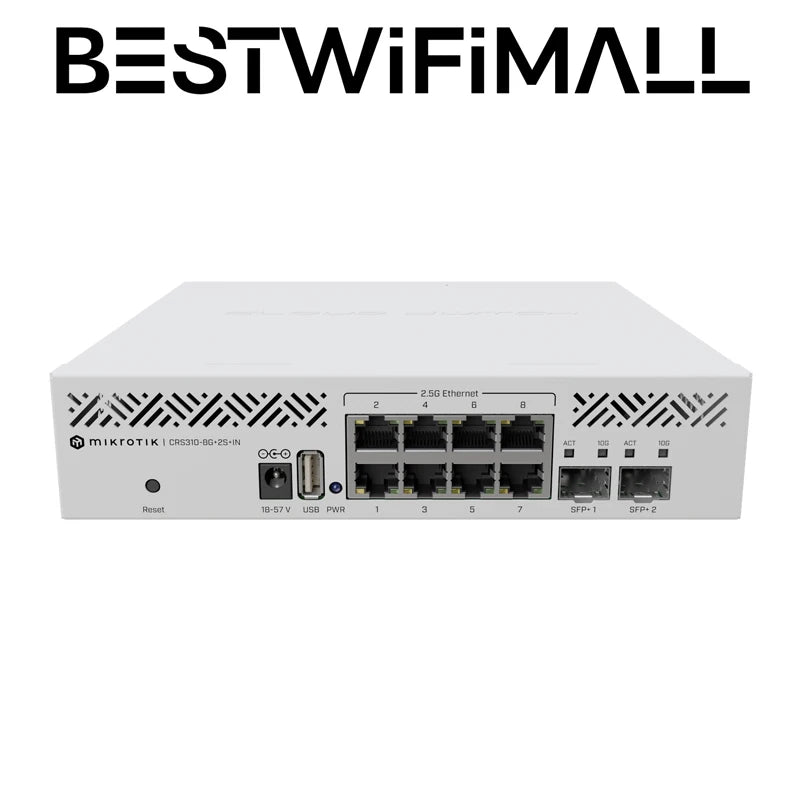 MikroTik CRS310-8G+2S+IN Switch 2.5/10 Gigabit SFP+ Ports, RouterOS V7, Run VLANs, Jumbo Frames, Link Aggregation, ACL Rules - Best WiFi Mall