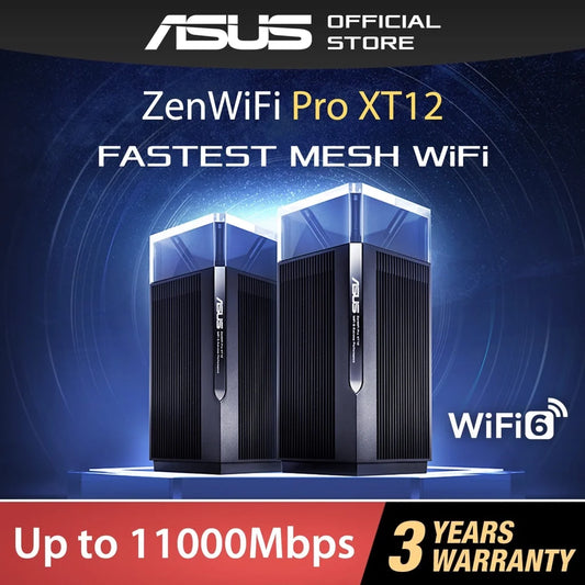 ASUS ZenWiFi Pro XT12 Wider Range Superior Speed, Whole-Home Mesh WiFi Router, OFDMA&MU-MIMO,12-Stream, 1.1GMbps, 2x2.5G Ports - Best WiFi Mall