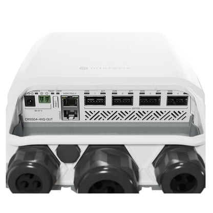 MikroTik CRS504-4XQ-OUT Outdoor Router, IP66 Weatherproof Enclosure, Affordable, Compact, Energy-Efficient 4x100Gbps Networking - Best WiFi Mall