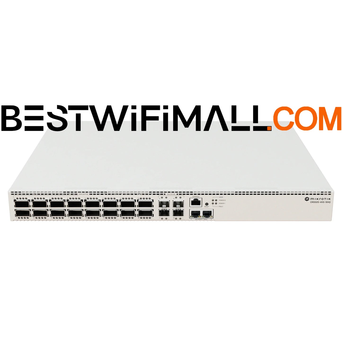 MikroTik CRS520-4XS-16XQ-RM Ultra-fast Enterprise Switch with Extra Processing Power Due to the CCR Series CPU 100 Gigabit Ports
