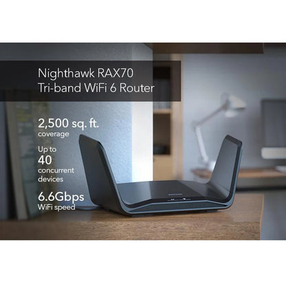 NETGEAR RAX70 Nighthawk 8-Stream Tri-Band WiFi 6 Router AX6600 Wireless Speed Up To 6.6Gbps, 4K/8K UHD, Longer Range Antennas - Best WiFi Mall