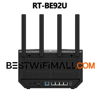 ASUS RT-BE92U Wi-Fi 7 Router Next-Level Smart Home WiFi 7, 9700 Mbps BE9700 Smart AiMesh 2.4X Faster 320 MHz Channels 2,750sq.ft