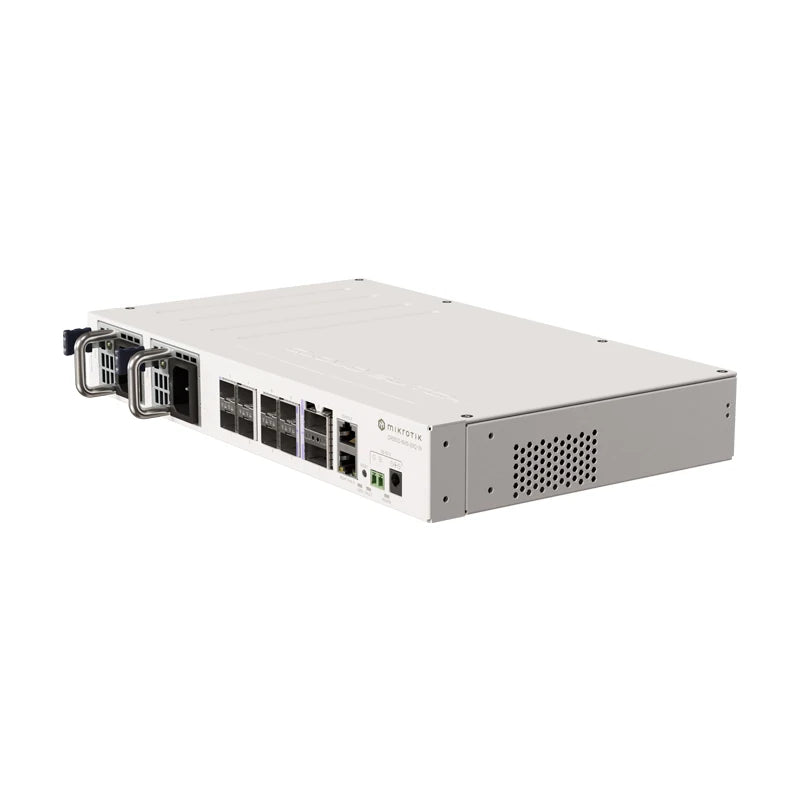 MikroTik CRS510-8XS-2XQ-IN L3 Switch 2x100Gigabit QSFP28 Ports, 8x25Gigabit SFP28 Ports, Dual Hot-Swap Power Supplies, VLANs ACL