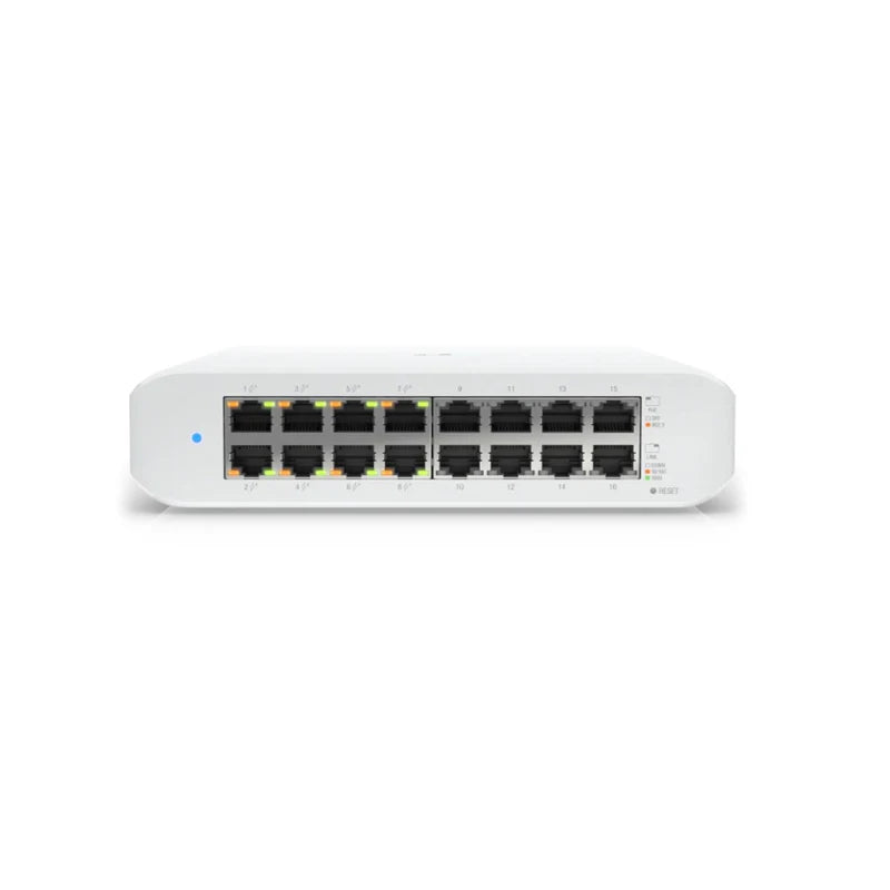 UBIQUITI USW-Lite-16-PoE, 8 Ports PoE Switch, Layer 2 Switch, 8x1GbE PoE+ RJ45 ports, 8x1GbE RJ45 ports, 45W PoE Switch supply - Best WiFi Mall
