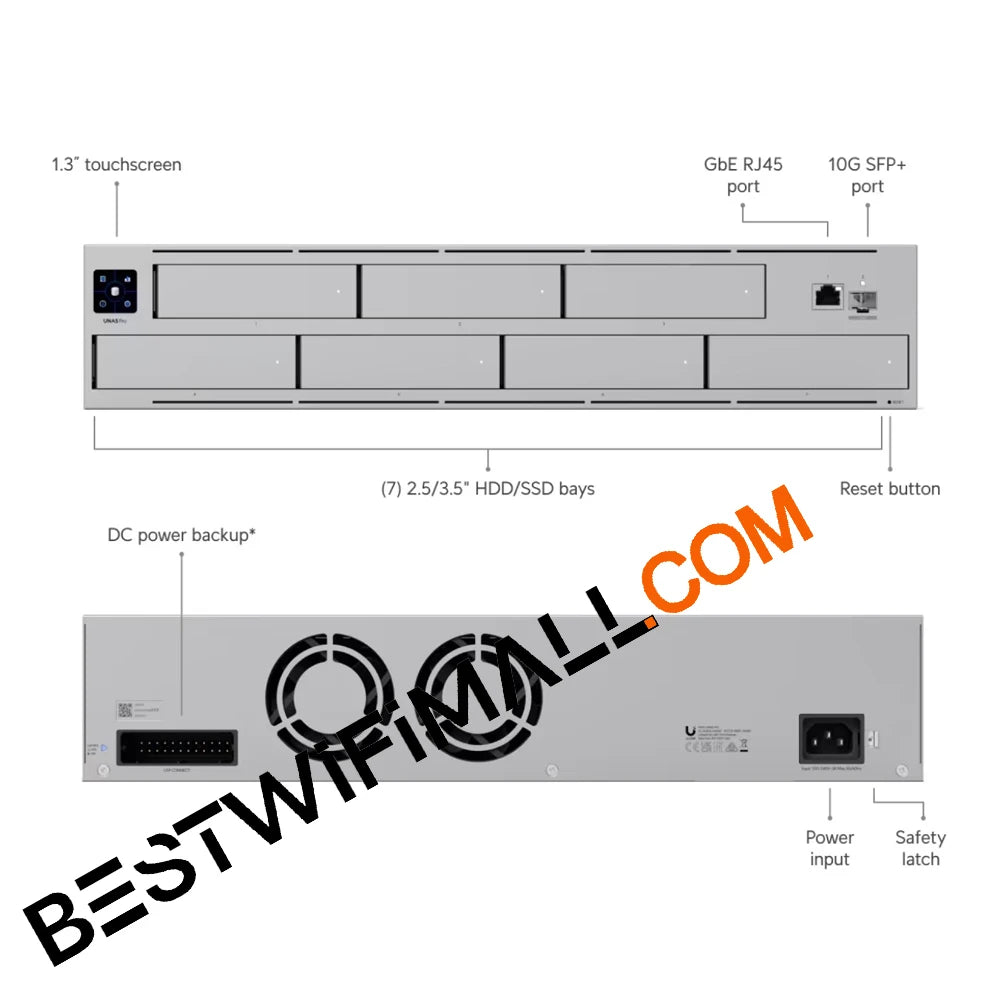 UBIQUITI UNAS Pro 2U Rack-Mount NAS with 7 x 2.5/3.5" Drive Bays & 10 Gbps Performance Designed For Large-Scale File Storage