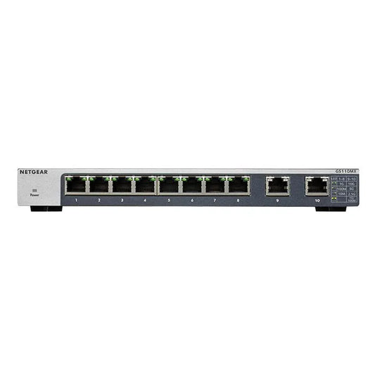 NETGEAR GS110MX Unmanaged Switch 10 Gigabit/Multi-Gigabit 8 Port Gigabit Ethernet, with 2 Port 5 Speed 56Gbps Bandwidth - Best WiFi Mall