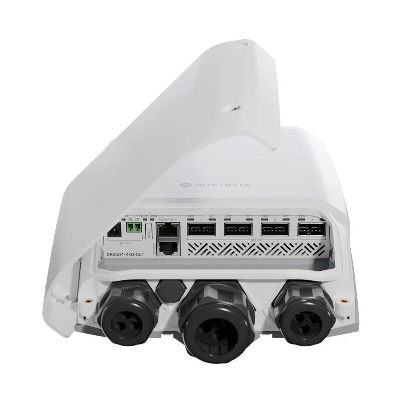 MikroTik CRS504-4XQ-OUT Outdoor Router, IP66 Weatherproof Enclosure, Affordable, Compact, Energy-Efficient 4x100Gbps Networking - Best WiFi Mall