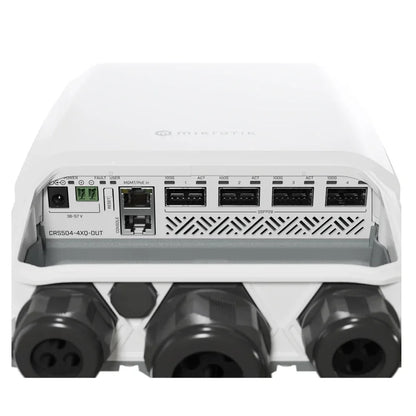 MikroTik CRS504-4XQ-OUT Outdoor Router IP66 Weatherproof Enclosure, Affordable, Compact, Energy-Efficient 4x100Gbps Networking