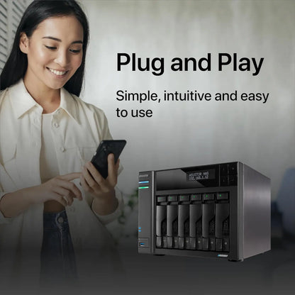 Asustor AS6706T Lockerstor 6 Gen2 6 Bay NAS Quad-Core 2GHz CPU 4XM.2 NVMe Slot Dual 2.5-10GbE 8GB RAM Network Storage Diskless