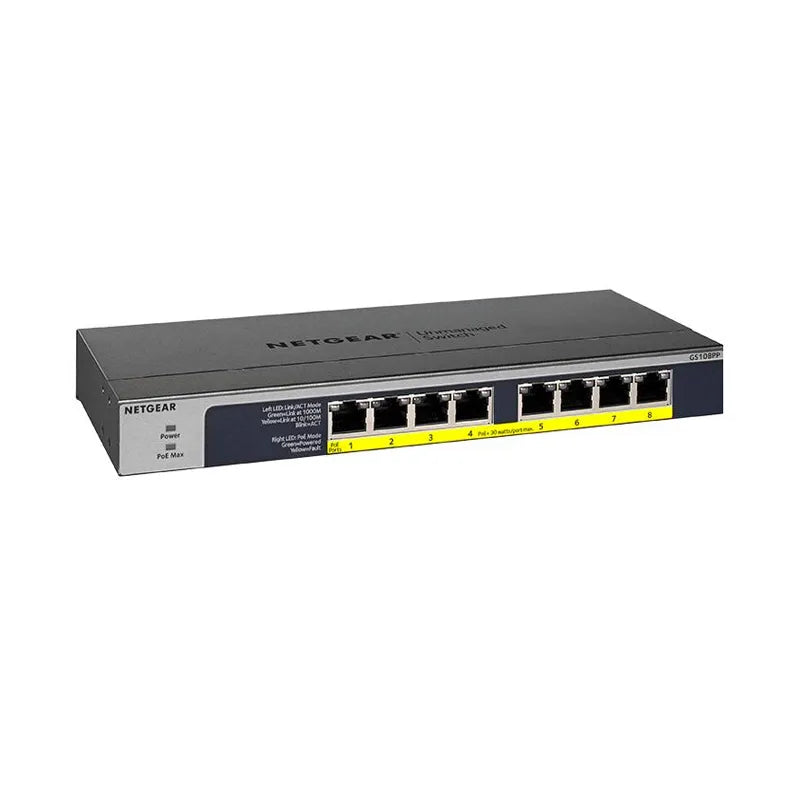 NETGEAR GS108PP 8-Port Gigabit Ethernet High-power PoE+ Unmanaged Switch with FlexPoE (123W) - Best WiFi Mall