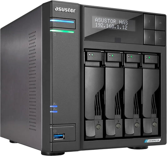 Asustor AS6704T Lockerstor 4 Gen2 4-Bay NAS Quad-Core 2GHz CPU 4xM.2 NVMe Slot PCIe 3.0 Dual 2.5GbE Expandable To 10GbE 4GB RAM
