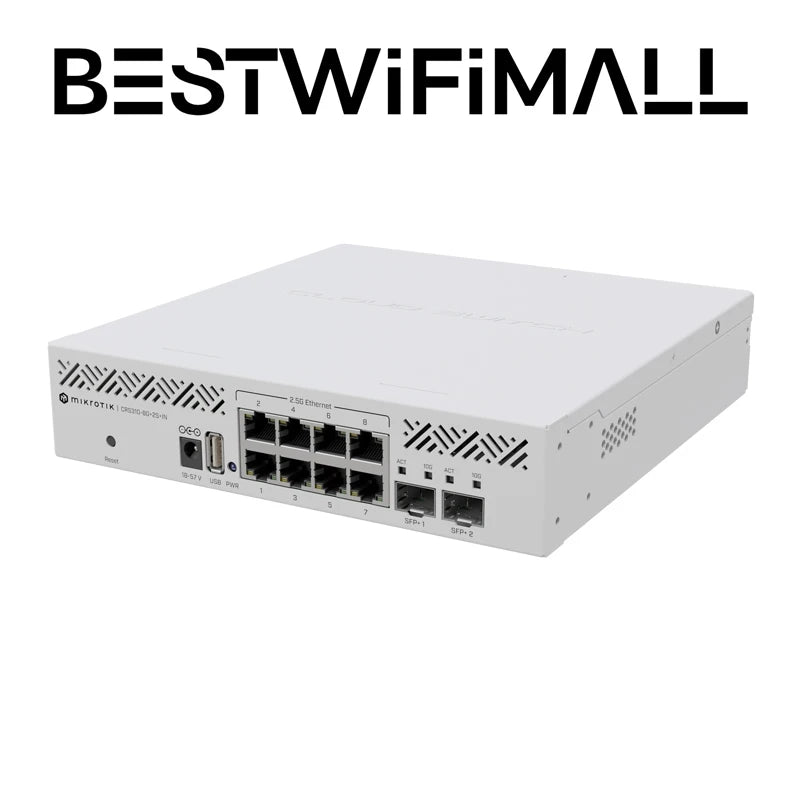 MikroTik CRS310-8G+2S+IN Switch 2.5/10 Gigabit SFP+ Ports, RouterOS V7, Run VLANs, Jumbo Frames, Link Aggregation, ACL Rules - Best WiFi Mall