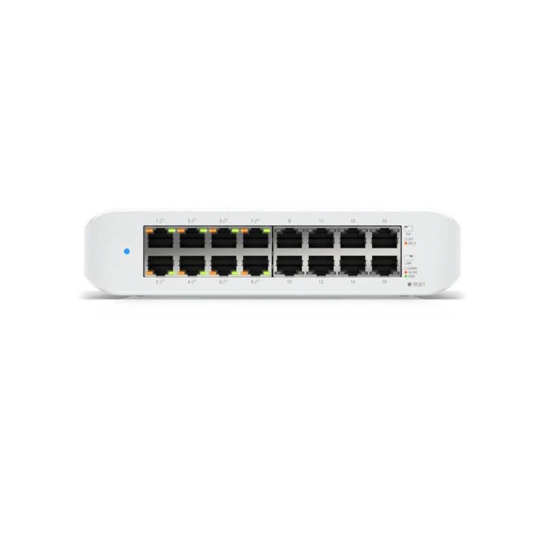 UBIQUITI USW-Lite-16-PoE, 8 Ports PoE Switch, Layer 2 Switch, 8x1GbE PoE+ RJ45 ports, 8x1GbE RJ45 ports, 45W PoE Switch supply - Best WiFi Mall
