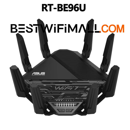 ASUS RT-BE96U BE19000 Tri-Band WiFi 7 Router Support New 320MHz Bandwidth 4096-QAM Multi-Link Operation MLO, Dual 10G Ports VPN
