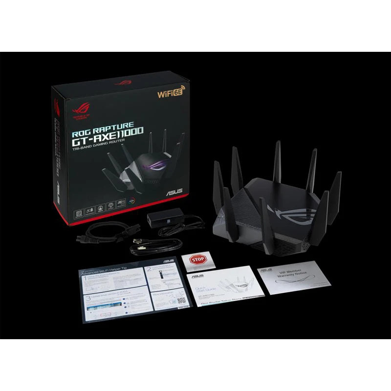 ASUS GT-AXE11000 ROG Rapture Tri-Band WiFi 6E 802.11AX Gaming Router New 6GHz Band, 2.5G WAN/LAN Port, PS5 Compatible VPN Fusion - Best WiFi Mall