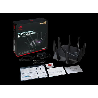 ASUS GT-AXE11000 ROG Rapture Tri-Band WiFi 6E 802.11AX Gaming Router New 6GHz Band, 2.5G WAN/LAN Port, PS5 Compatible VPN Fusion - Best WiFi Mall