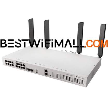MikroTik CRS418-8P-8G-2S+5axQ2axQ-RM Wi-Fi Router 4x4 MIMO Wi-Fi 6, L3 HW Offloading, Quad-core 2.2 GHz ARM CPU, 16x Gigabit
