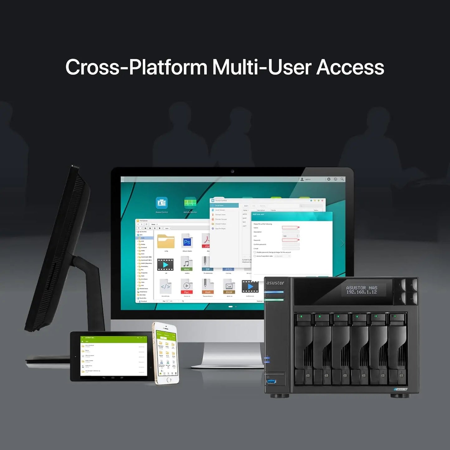 Asustor AS6706T Lockerstor 6 Gen2 6 Bay NAS Quad-Core 2GHz CPU 4XM.2 NVMe Slot Dual 2.5-10GbE 8GB RAM Network Storage Diskless