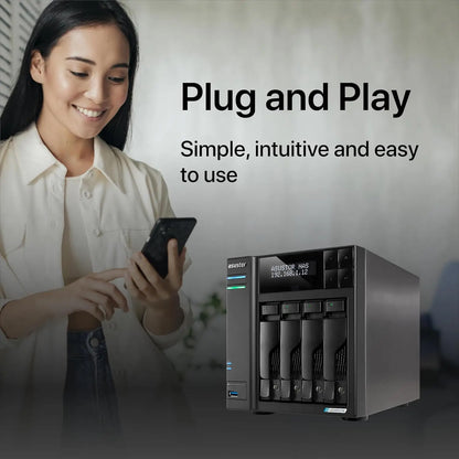 Asustor AS6704T Lockerstor 4 Gen2 4-Bay NAS Quad-Core 2GHz CPU 4xM.2 NVMe Slot PCIe 3.0 Dual 2.5GbE Expandable To 10GbE 4GB RAM