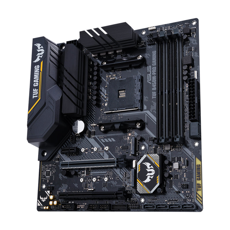ASUS TUF B450M-PRO GAMING AMD B450 mATX gaming motherboard with Aura Sync RGB LED lighting DDR4 4400MHz support Dual M.2 USB3.1