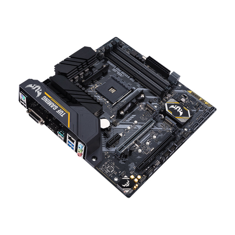 ASUS TUF B450M-PRO GAMING AMD B450 mATX gaming motherboard with Aura Sync RGB LED lighting DDR4 4400MHz support Dual M.2 USB3.1