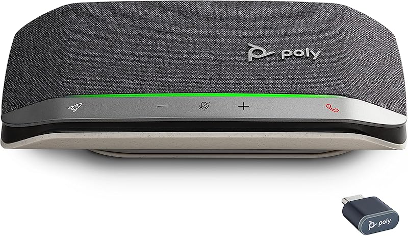 Poly Sync 20+ Personal Portable Bluetooth Smart Speakerphone (Plantronics) - USB-A UC Bluetooth Adapter - Connect Wirelessly to PC/Mac/Cell Phone - Works w/Teams, Zoom, & More
